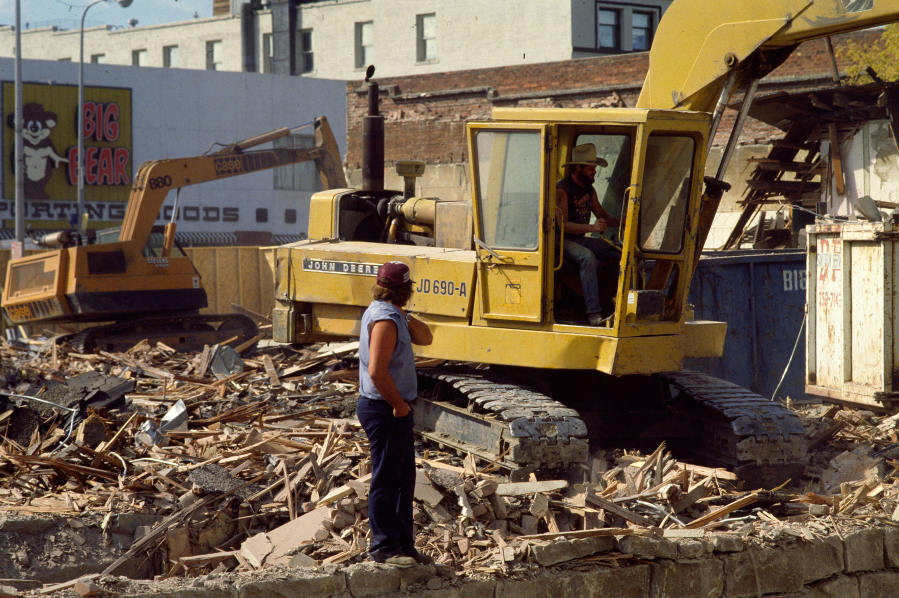 Building demolition at First Avenue North and North 29th Street, October 4, 1988